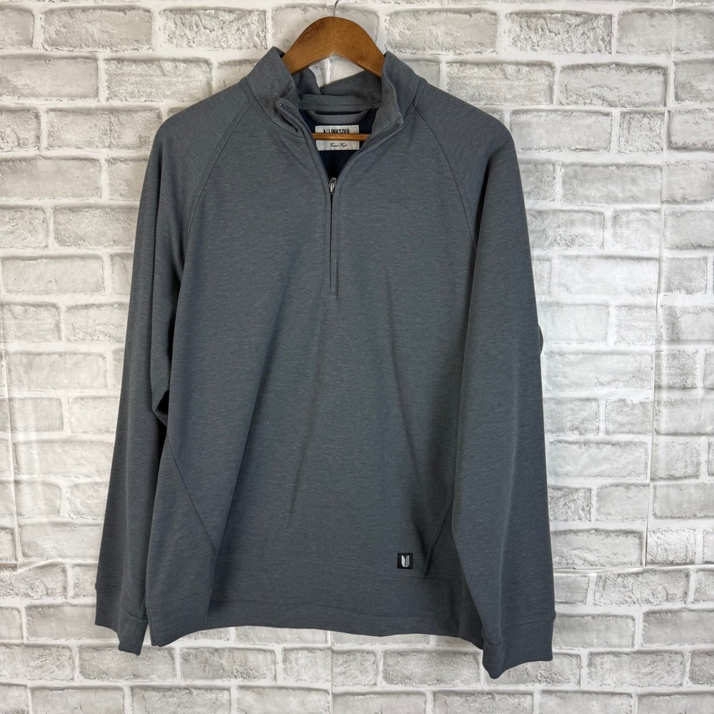 Linksoul Mens Gray Quarter Zip Pullover LS4131 Golf Sweater Large Tempus Fugit